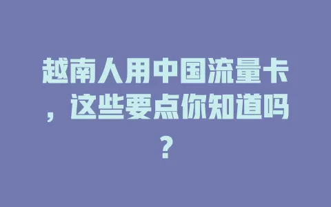 越南人用中国流量卡，这些要点你知道吗？