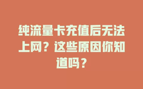 纯流量卡充值后无法上网？这些原因你知道吗？