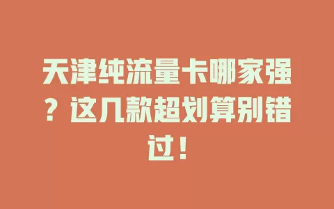 天津纯流量卡哪家强？这几款超划算别错过！