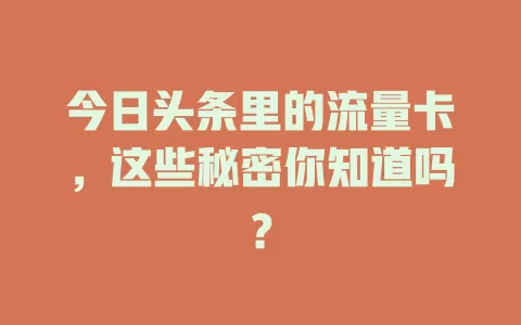 今日头条里的流量卡，这些秘密你知道吗？