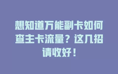 想知道万能副卡如何查主卡流量？这几招请收好！