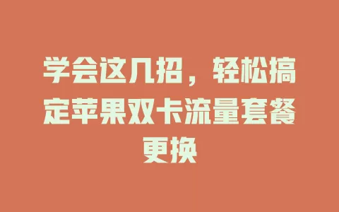 学会这几招，轻松搞定苹果双卡流量套餐更换