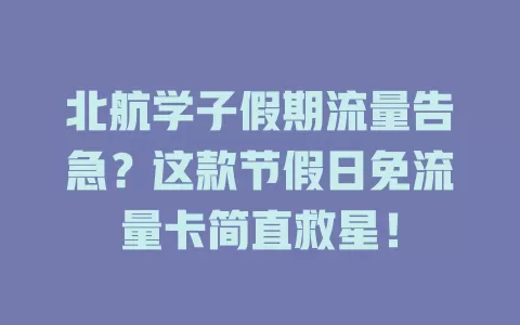 北航学子假期流量告急？这款节假日免流量卡简直救星！