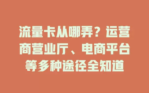 流量卡从哪弄？运营商营业厅、电商平台等多种途径全知道