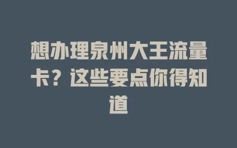 想办理泉州大王流量卡？这些要点你得知道