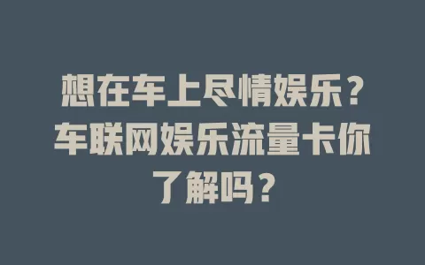 想在车上尽情娱乐？车联网娱乐流量卡你了解吗？