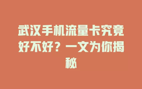 武汉手机流量卡究竟好不好？一文为你揭秘