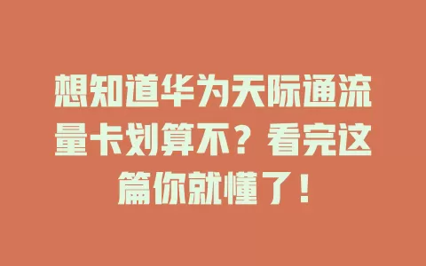 想知道华为天际通流量卡划算不？看完这篇你就懂了！