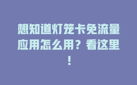 想知道灯笼卡免流量应用怎么用？看这里！