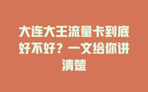 大连大王流量卡到底好不好？一文给你讲清楚