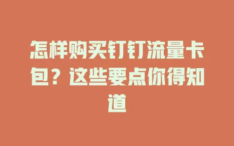 怎样购买钉钉流量卡包？这些要点你得知道