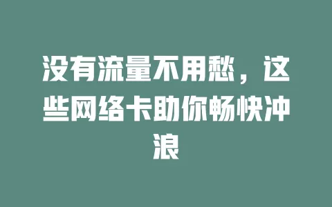 没有流量不用愁，这些网络卡助你畅快冲浪