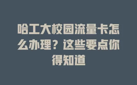 哈工大校园流量卡怎么办理？这些要点你得知道