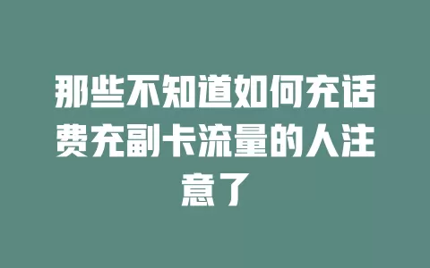 那些不知道如何充话费充副卡流量的人注意了