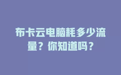 布卡云电脑耗多少流量？你知道吗？