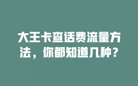 大王卡查话费流量方法，你都知道几种？