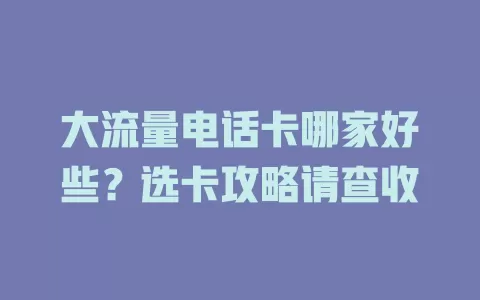大流量电话卡哪家好些？选卡攻略请查收