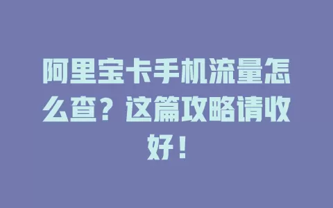阿里宝卡手机流量怎么查？这篇攻略请收好！