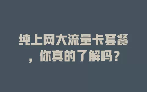 纯上网大流量卡套餐，你真的了解吗？