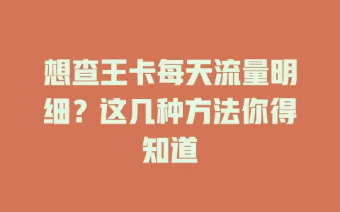 想查王卡每天流量明细？这几种方法你得知道