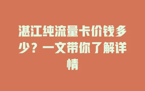 湛江纯流量卡价钱多少？一文带你了解详情