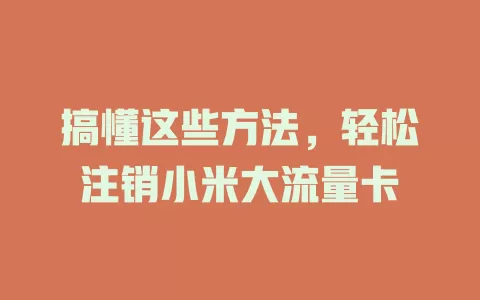 搞懂这些方法，轻松注销小米大流量卡