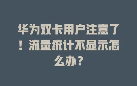 华为双卡用户注意了！流量统计不显示怎么办？
