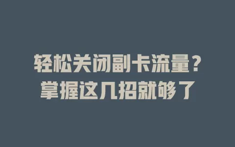 轻松关闭副卡流量？掌握这几招就够了