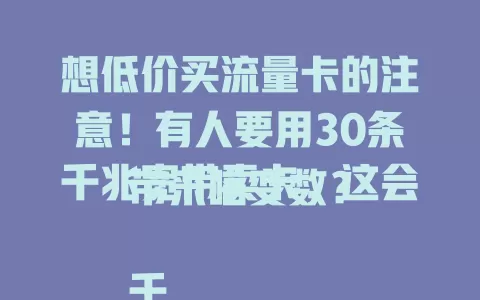 想低价买流量卡的注意！有人要用30条千兆宽带卖卡，这会带来啥变数？

千兆宽带超稳超快，资源充裕。对消费者或成福音，网络质量提升，套餐性价比可能更高。但网络安全及脱颖而出问题待解，值得关注！