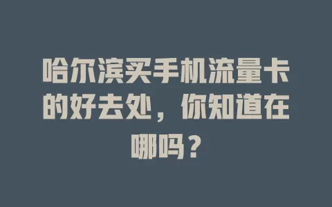 哈尔滨买手机流量卡的好去处，你知道在哪吗？