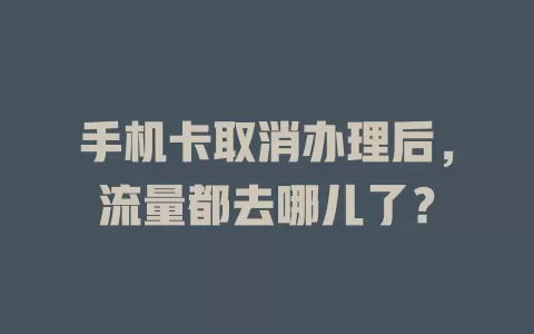 手机卡取消办理后，流量都去哪儿了？