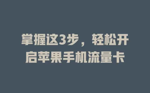 掌握这3步，轻松开启苹果手机流量卡