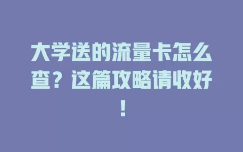 大学送的流量卡怎么查？这篇攻略请收好！