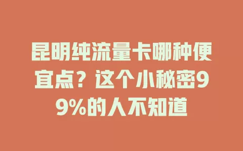 昆明纯流量卡哪种便宜点？这个小秘密99%的人不知道