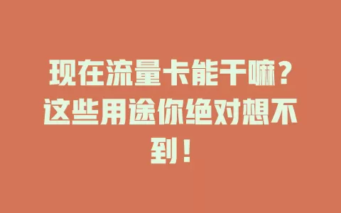 现在流量卡能干嘛？这些用途你绝对想不到！