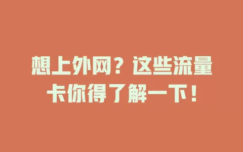 想上外网？这些流量卡你得了解一下！