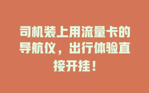 司机装上用流量卡的导航仪，出行体验直接开挂！
