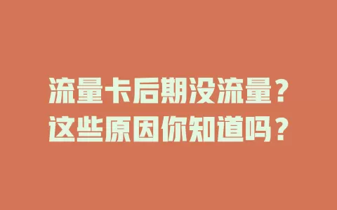 流量卡后期没流量？这些原因你知道吗？