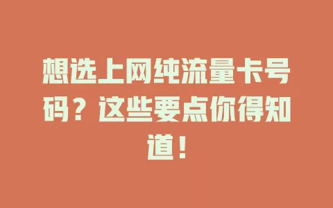 想选上网纯流量卡号码？这些要点你得知道！