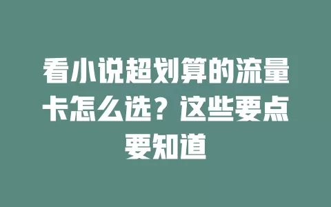 看小说超划算的流量卡怎么选？这些要点要知道
