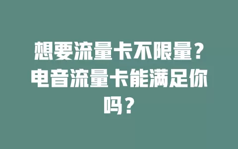 想要流量卡不限量？电音流量卡能满足你吗？