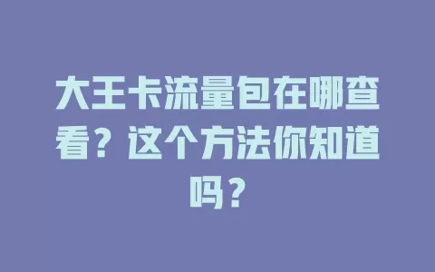 大王卡流量包在哪查看？这个方法你知道吗？