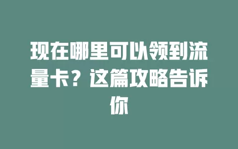 现在哪里可以领到流量卡？这篇攻略告诉你