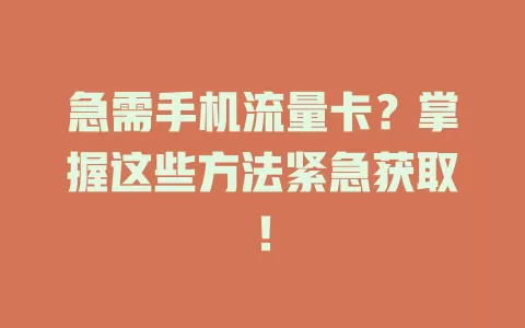 急需手机流量卡？掌握这些方法紧急获取！