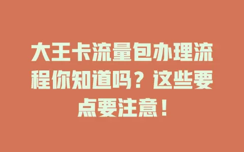 大王卡流量包办理流程你知道吗？这些要点要注意！