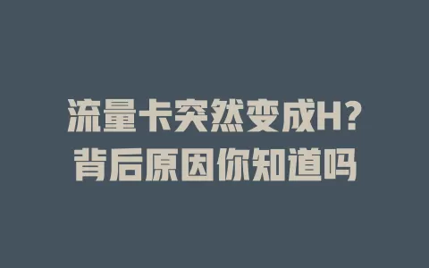 流量卡突然变成H？背后原因你知道吗