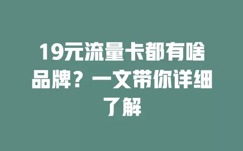 19元流量卡都有啥品牌？一文带你详细了解
