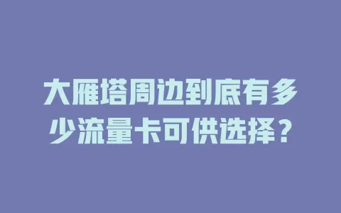 大雁塔周边到底有多少流量卡可供选择？