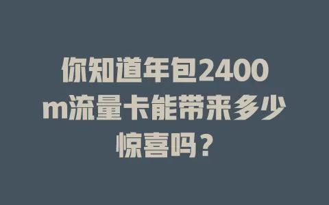 你知道年包2400m流量卡能带来多少惊喜吗？