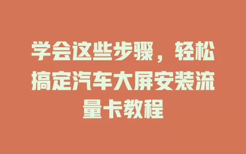 学会这些步骤，轻松搞定汽车大屏安装流量卡教程